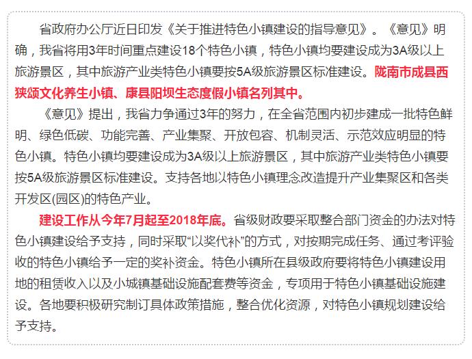 甘肅計(jì)劃3年建18個(gè)特色小鎮(zhèn)，看看隴南有幾個(gè)~